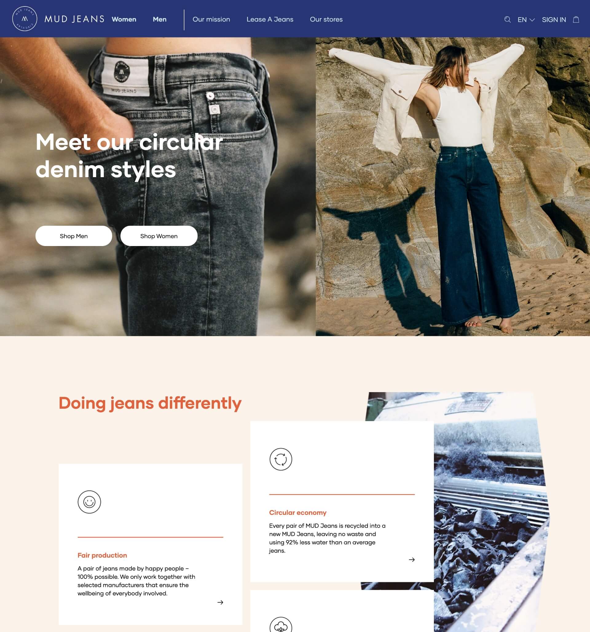 MUD jeans homepage | Code EN