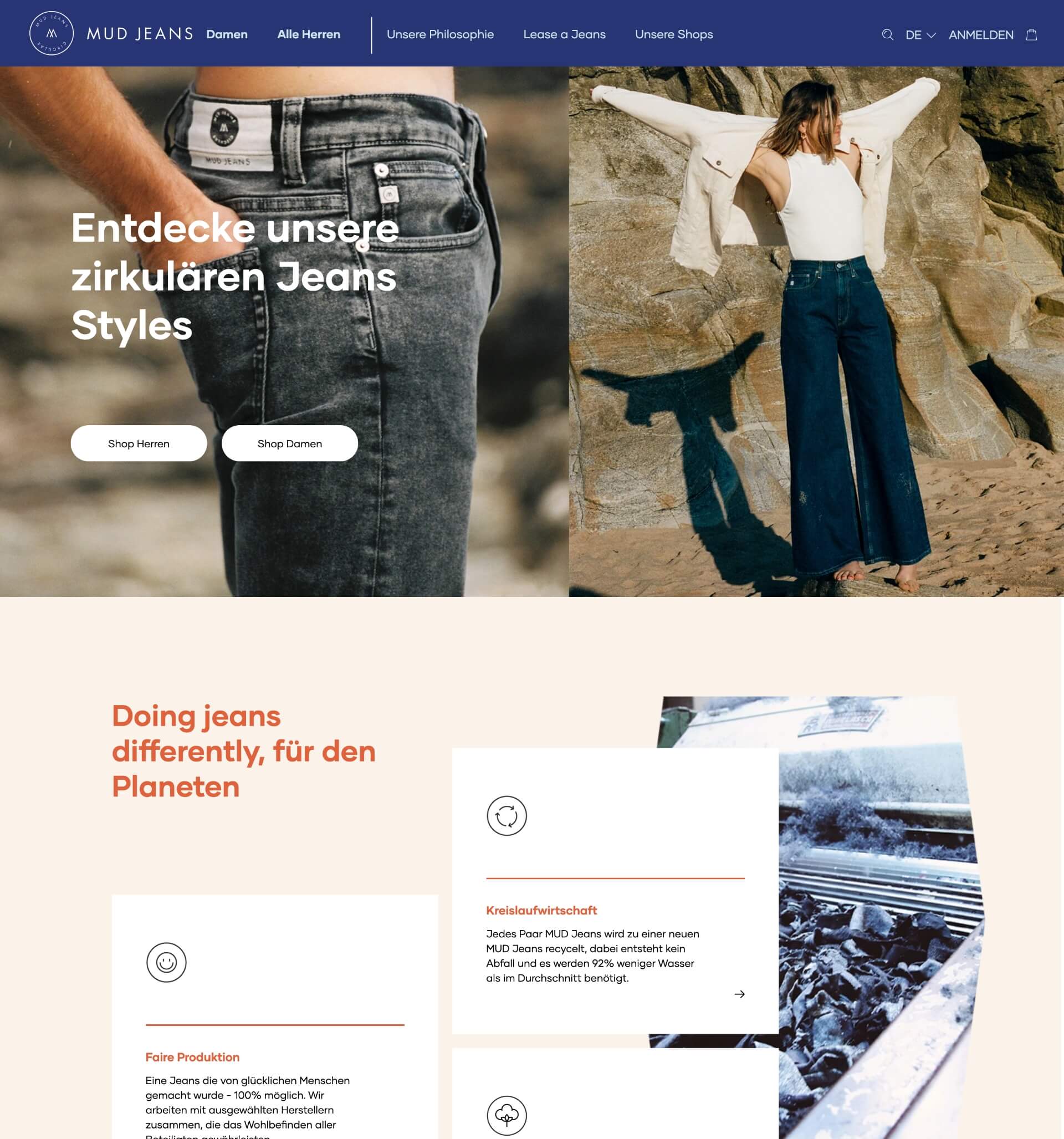 MUD jeans homepage  Code DE